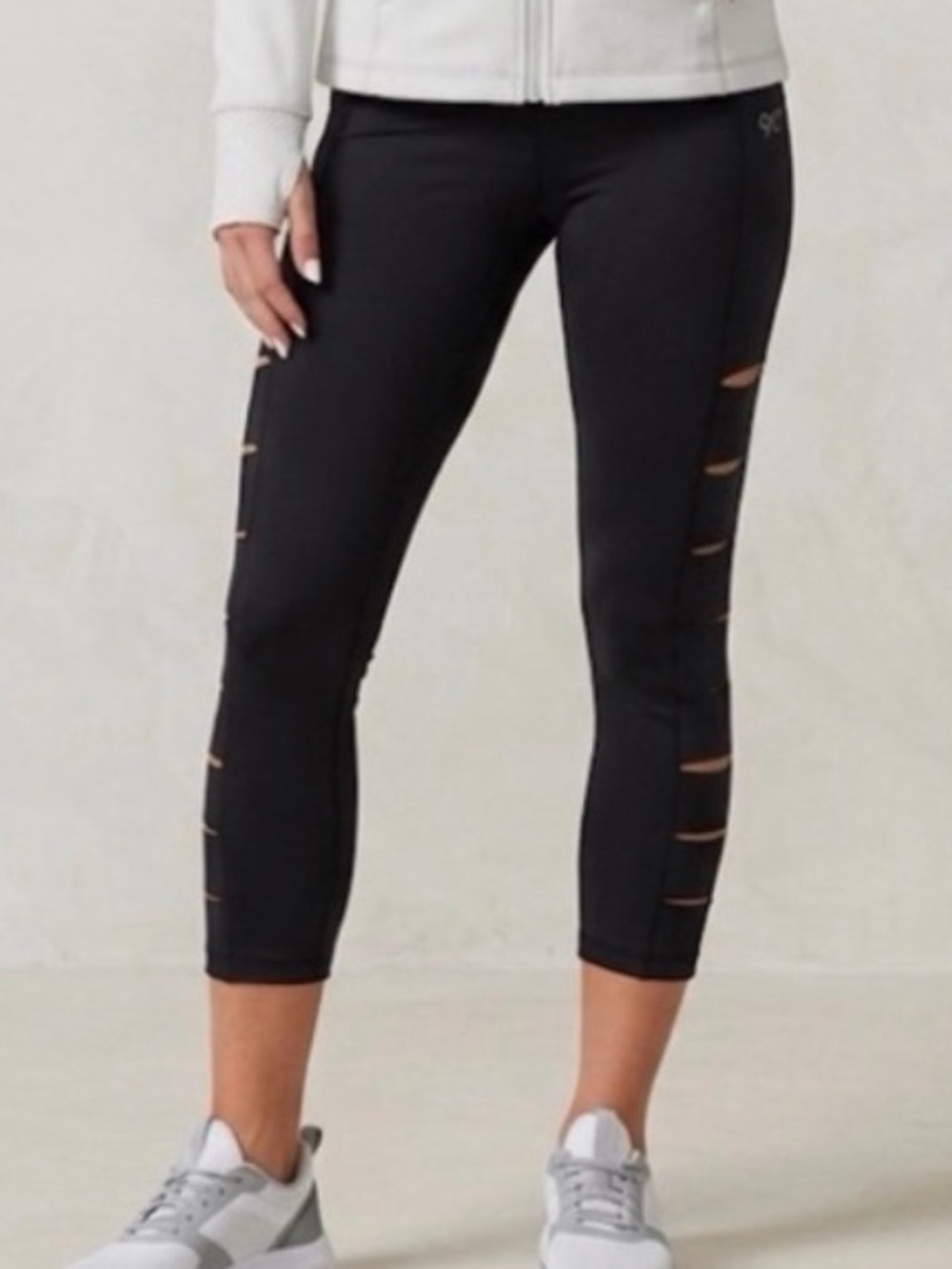 90 Degree By Reflex Black Slashed Leggings size medium NWT